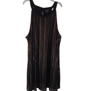 Torrid Black Gold Metallic Stripe Sleeveless Goddess‎ Tank Plus Size